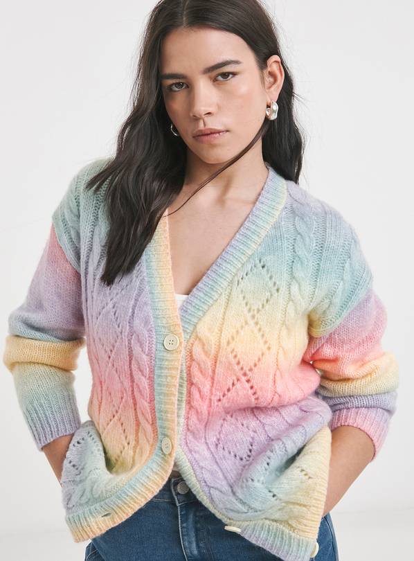 SIMPLY BE Pointelle Knit Rainbow Cardigan 12-14